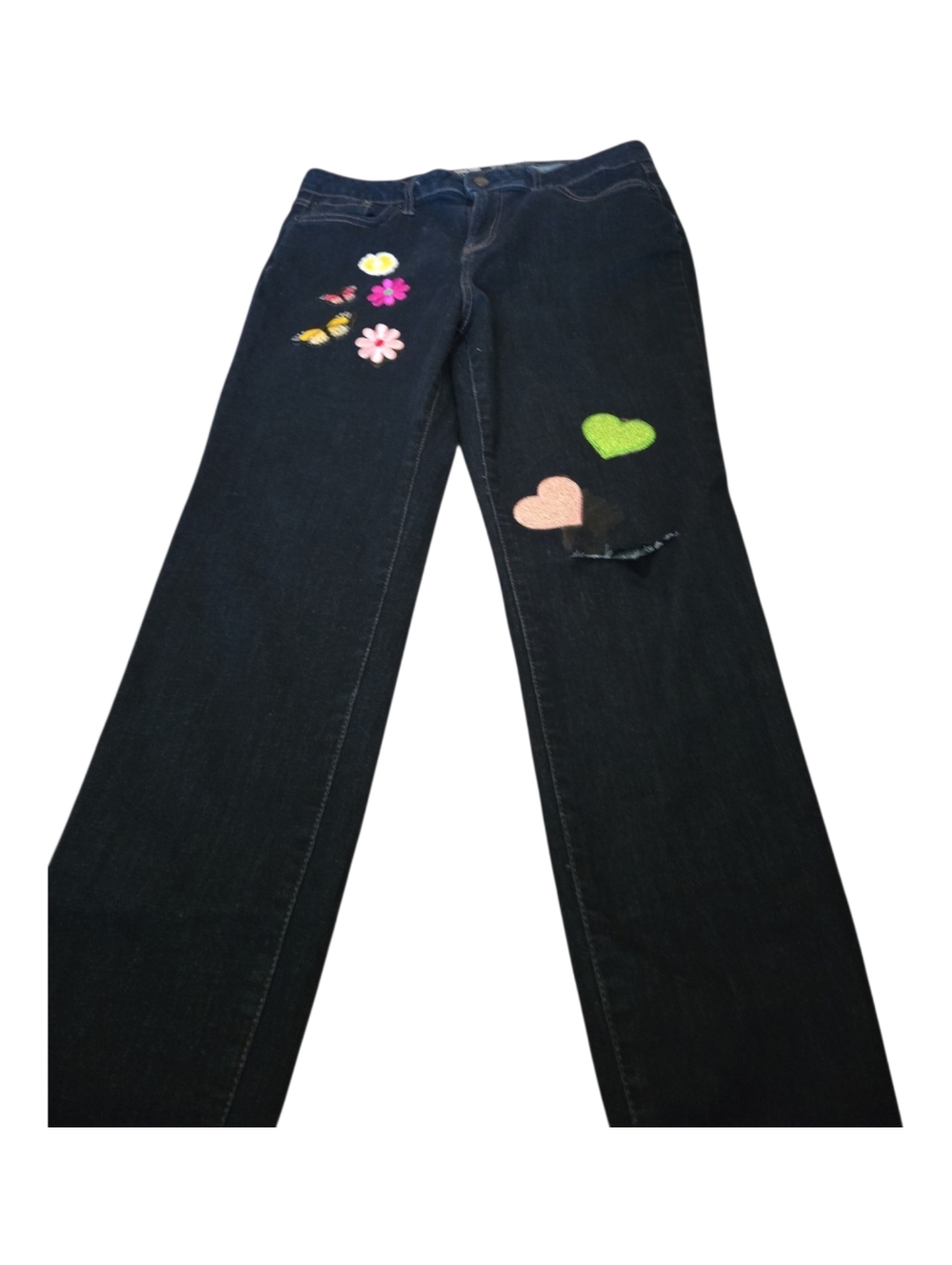 Reworked Patch Jeans | Custom Distressed Denim with Colorful Patches.